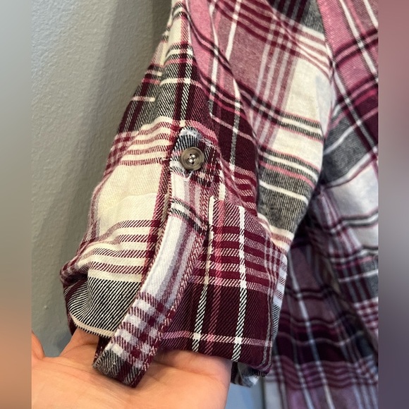 LOST + WANDER women plaid roll up sleeve shirt /size M - Picture 4 of 12